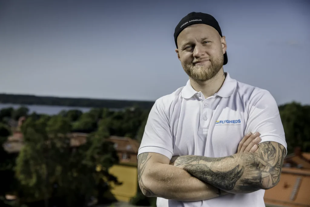 Jesper Flyghed, takläggare hos Flygheds Tak AB i Stockholm